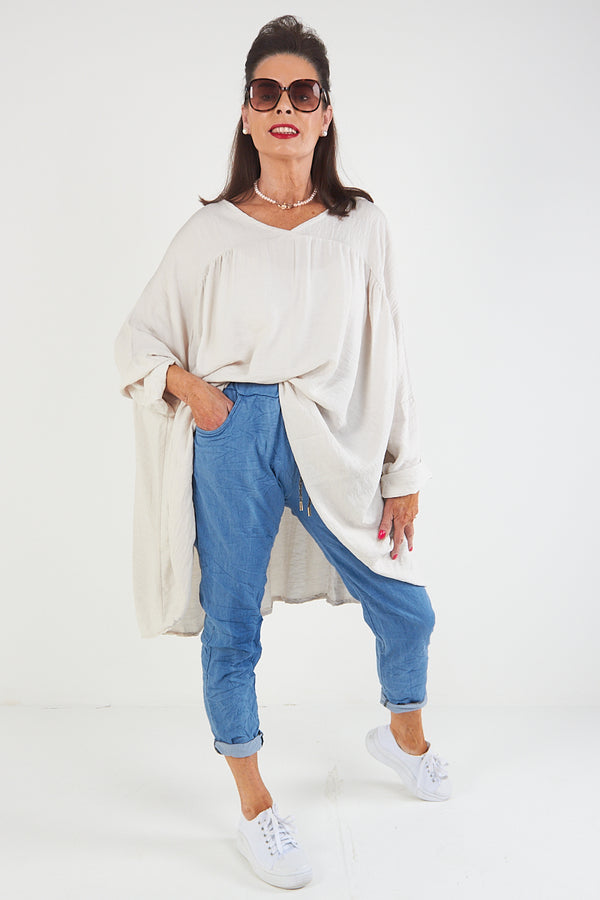 kimmy Trousers  In Wash Denim Blue