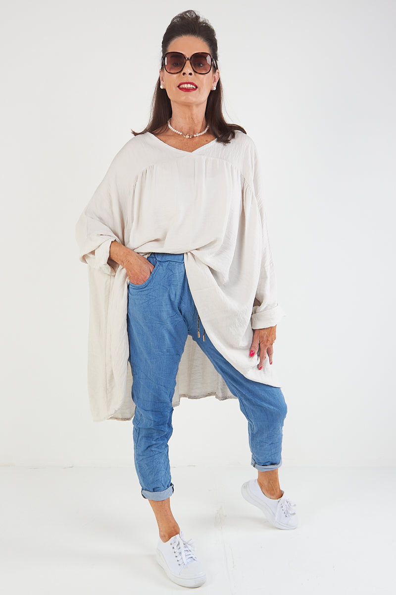 kimmy Trousers  In Wash Denim Blue