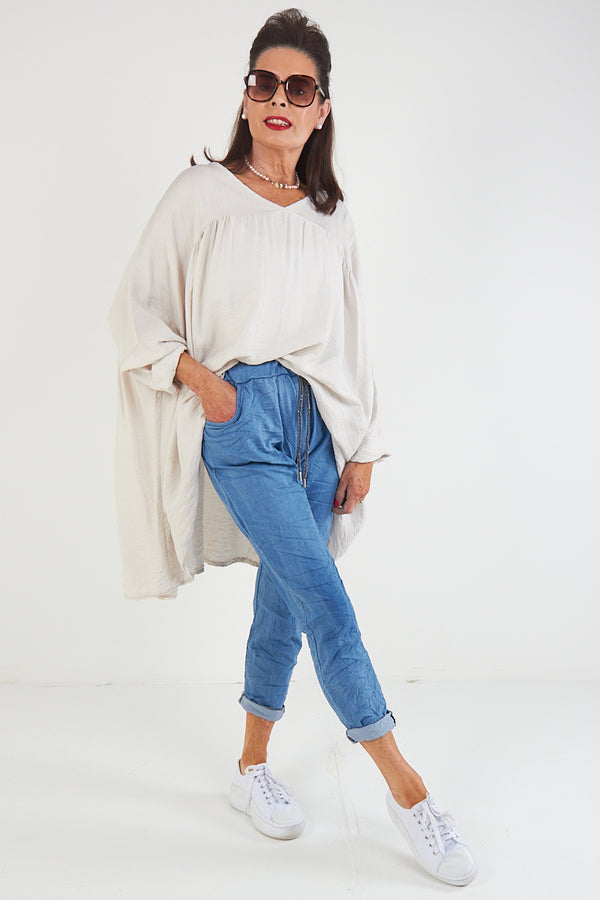 kimmy Trousers  In Wash Denim Blue