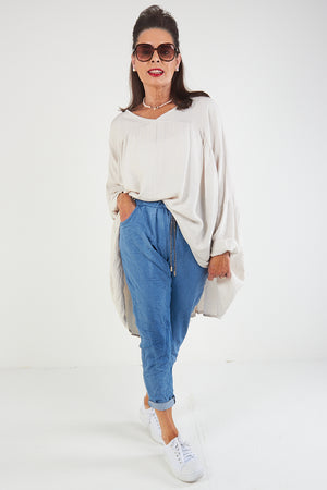 kimmy Trousers  In Wash Denim Blue