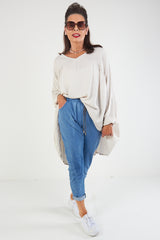 POLLA Trousers  In Wash Denim Blue