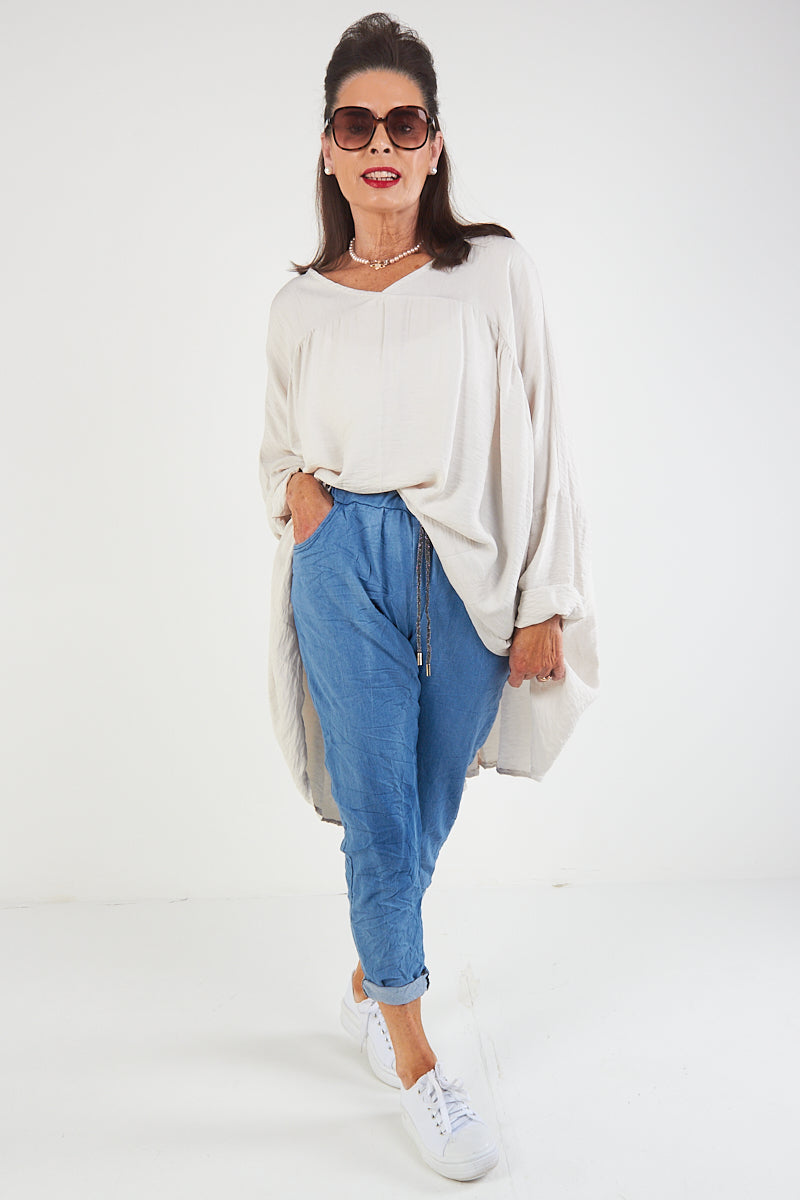 kimmy Trousers  In Wash Denim Blue