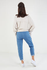 kimmy Trousers  In Wash Denim Blue