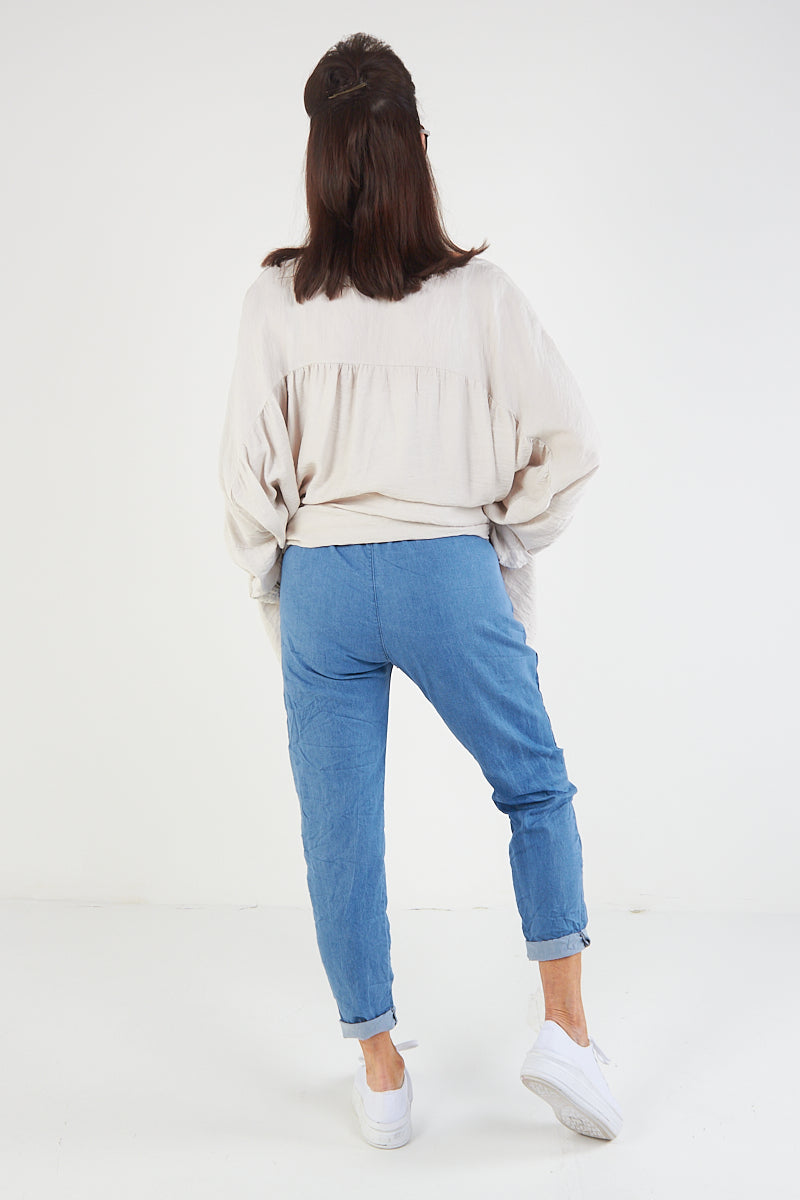 POLLA Trousers  In Wash Denim Blue