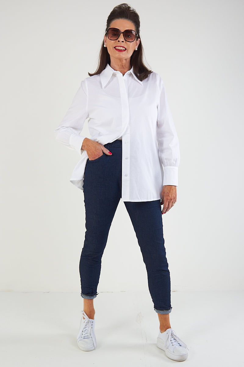 kimmy   Trousers  In Dark Denim Blue