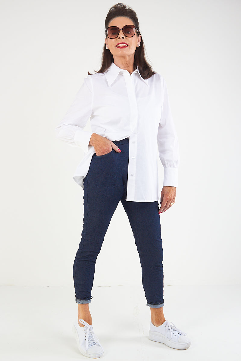 kimmy   Trousers  In Dark Denim Blue