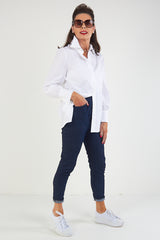 POLLA Trousers  In Dark Denim Blue