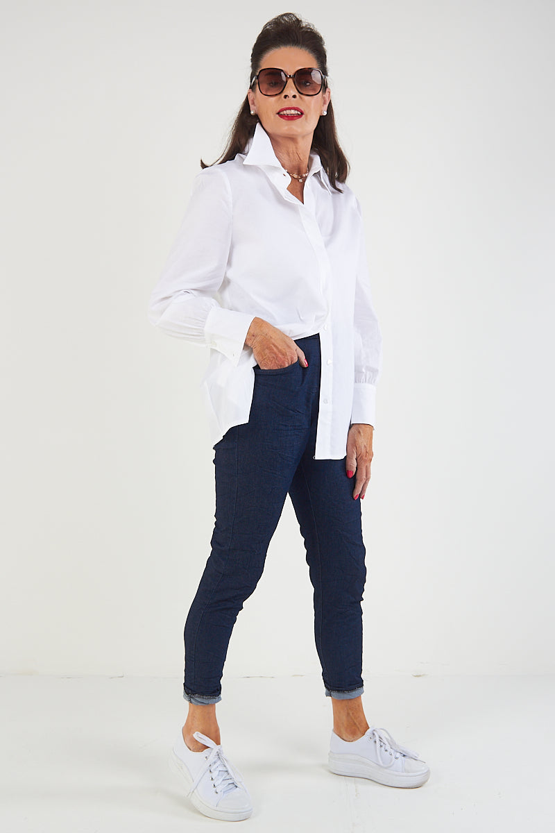 kimmy   Trousers  In Dark Denim Blue