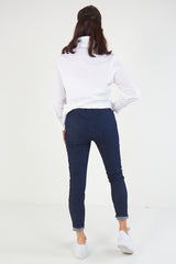 kimmy   Trousers  In Dark Denim Blue