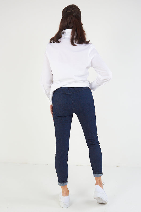 POLLA Trousers  In Dark Denim Blue