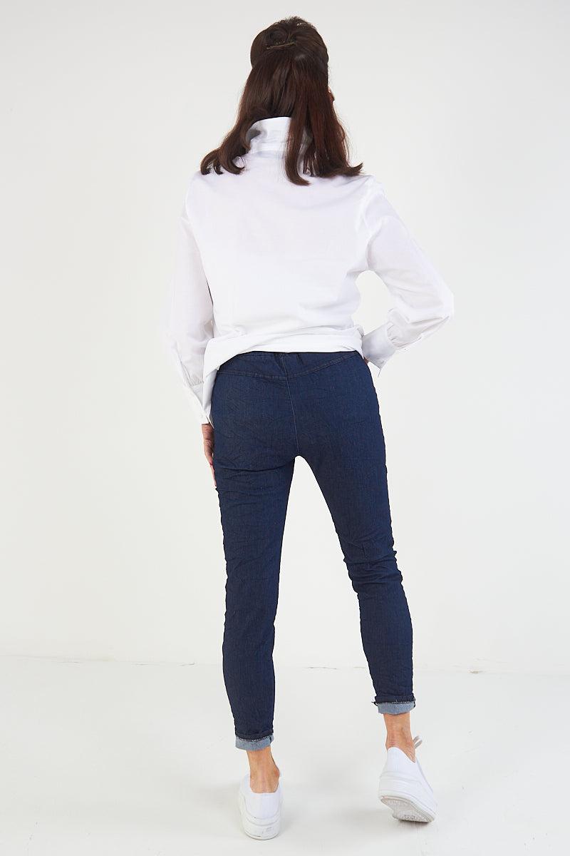 kimmy   Trousers  In Dark Denim Blue