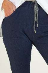 POLLA Trousers  In Dark Denim Blue