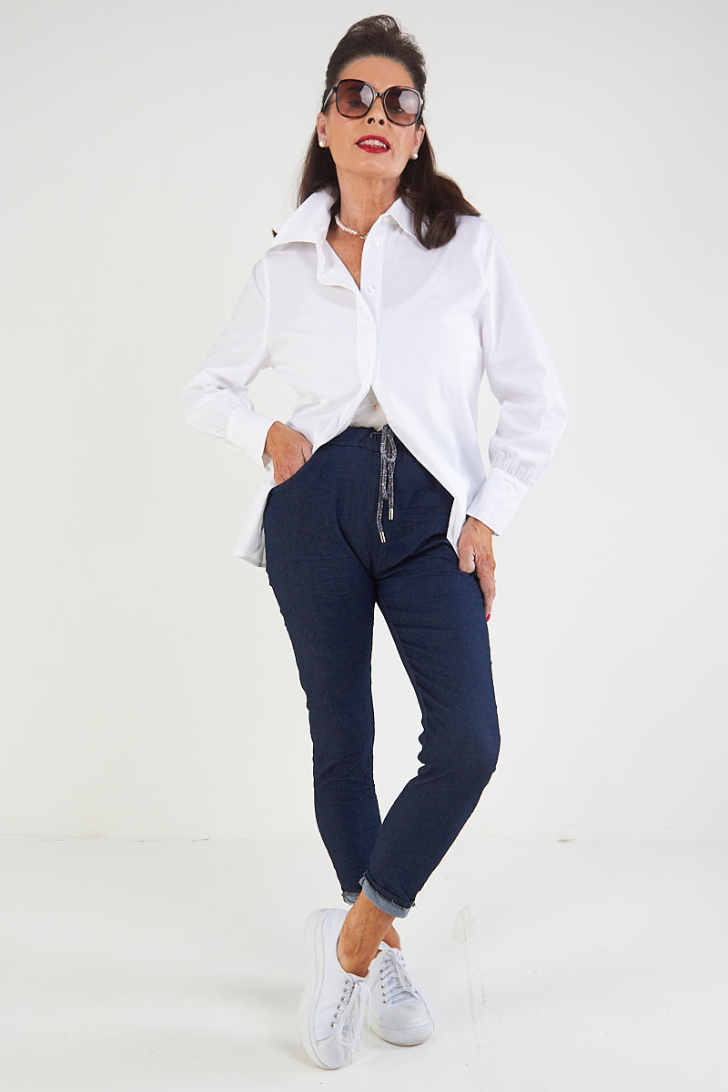 kimmy   Trousers  In Dark Denim Blue