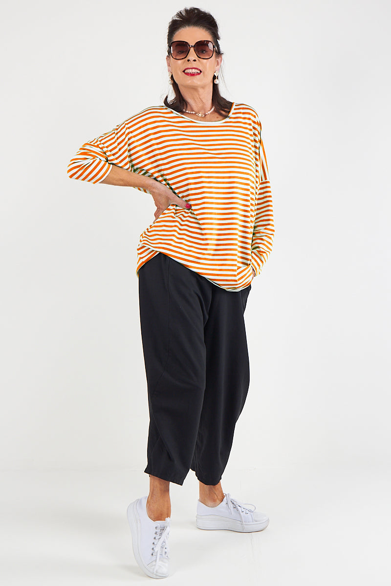 Vannesa Striped Top In Orange