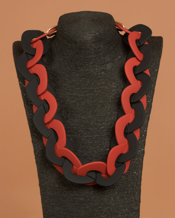 Womens Fashion Lagenlook Necklace In Red