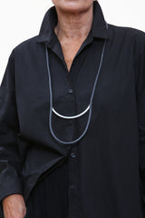 LAGEN LOOK long RUBBER NECKLACE beige with grey